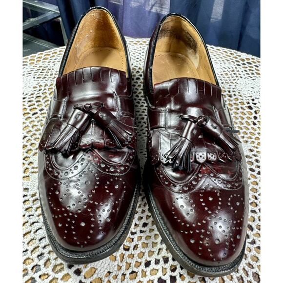 JOHNSTON & MURPHY Tassel Burgundy Sz 9 M Men Leather Slip-On Dress Loafers 3152 - Picture 10 of 15